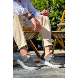 Kb-042  Kuback Bağcıklı Gri Günlük Erkek Ayakkabı (Numara: 40)