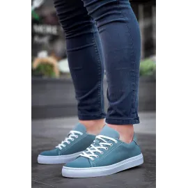 Kb-122  Kuback  Bebe Mavi Süet Yüksek Taban Bağcıklı Günlük Erkek Ayakkabı (Numara: 42)