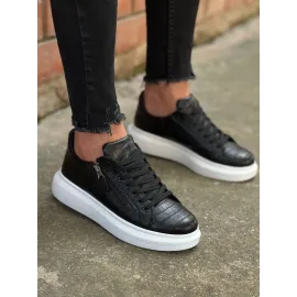 Kb-309  Kuback  Siyah Fermuar Ve Bağcıklı  Günlük Erkek  Ayakkabı (Numara: 41)