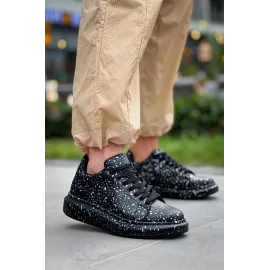 Kb-X500  Kuback Siyah Silwer  Bağcıklı  Günlük Erkek  Ayakkabı (Numara: 40)