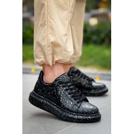 Kb-X500  Kuback Siyah Gold  Bağcıklı  Günlük Erkek  Ayakkabı (Numara: 43)