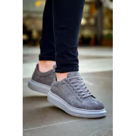 Kb-X500  Kuback Gri Süet Yüksek Taban Bağcıklı Günlük Erkek Ayakkabı (Numara: 40)