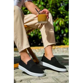 Kb-114  Kuback Siyah Triko Yüksek Taban Bağcıksız Günlük Erkek Ayakkabı (Numara: 41)