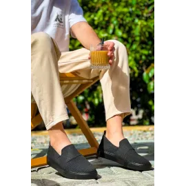 Kb-114  Kuback Siyah Triko Siyah  Yüksek Taban Bağcıksız Günlük Erkek Ayakkabı (Numara: 42)