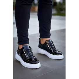 Kb-X4  Kuback Siyah Rugan Yüksek Taban Bağcıklı Günlük Erkek Ayakkabı (Numara: 44)