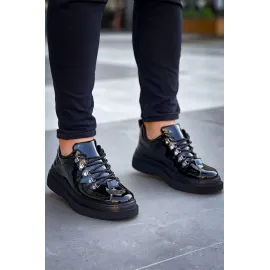 Kb-X4  Kuback Siyah Rugan Siyah Yüksek Taban Bağcıklı Günlük Erkek Ayakkabı (Numara: 43)