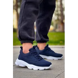 Kb-707  Kuback Lacivert Süet Yüksek Taban Bağcıklı Günlük Erkek Ayakkabı (Numara: 44)