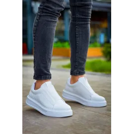 Kb-007  Kuback  Beyaz Yüksek Taban Tek Bant Bağcıksız Günlük Erkek Ayakkabı (Numara: 40)