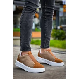 Kb-007  Kuback  Vizon Taba Yüksek Taban Tek Bant Bağcıksız Günlük Erkek Ayakkabı (Numara: 40)