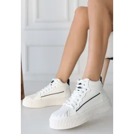 Estim Beyaz Cilt Siyah Detaylı Bağcıklı Spor Ayakkabı (Numara: 40)