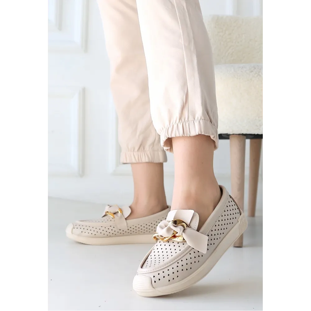 Riwan Bej Cilt Babet Ayakkabı (Numara: 36)