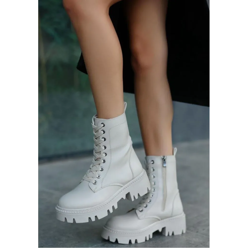 Flona Bej Cilt Bağcıklı Bot (Numara: 40)