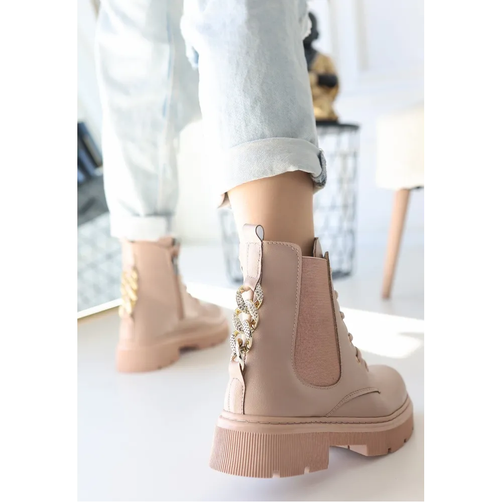 Harte Nude Cilt Bağcıklı Bot (Numara: 36)