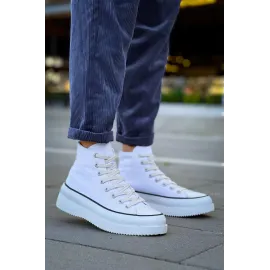 Kb-Cx-3 Kuback Uzun Beyaz Keten Beyaz Yüksek Taban Spor Ayakkabı (Numara: 41)