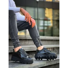 Kb-056 Kuback Siyah Rugan Siyah Yüksek Taban Günlük Spor Ayakkabı (Numara: 42)