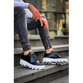 Kb-056 Kuback Siyah Rugan Beyaz Yüksek Taban Günlük Spor Ayakkabı (Numara: 43)