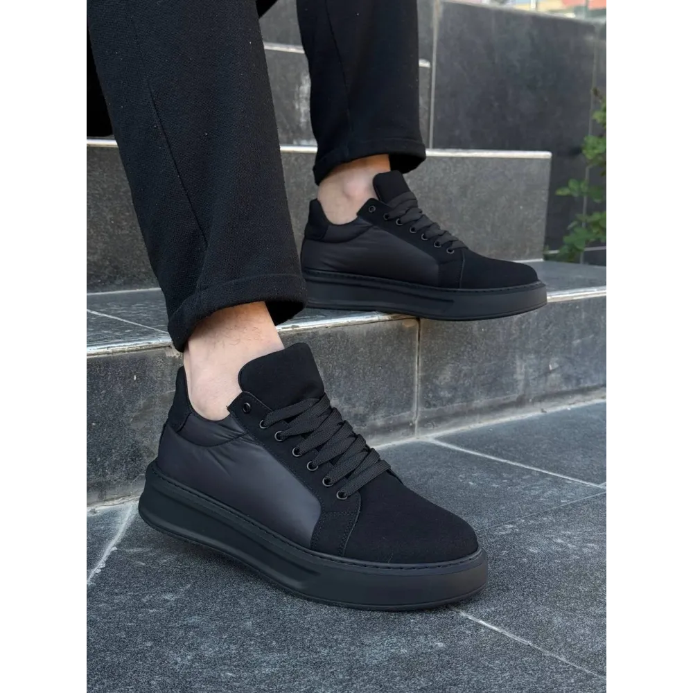 Kb-046 Kuback Siyah Paraşüt Siyah Yüksek Taban Günlük Spor Ayakkabı (Numara: 44)