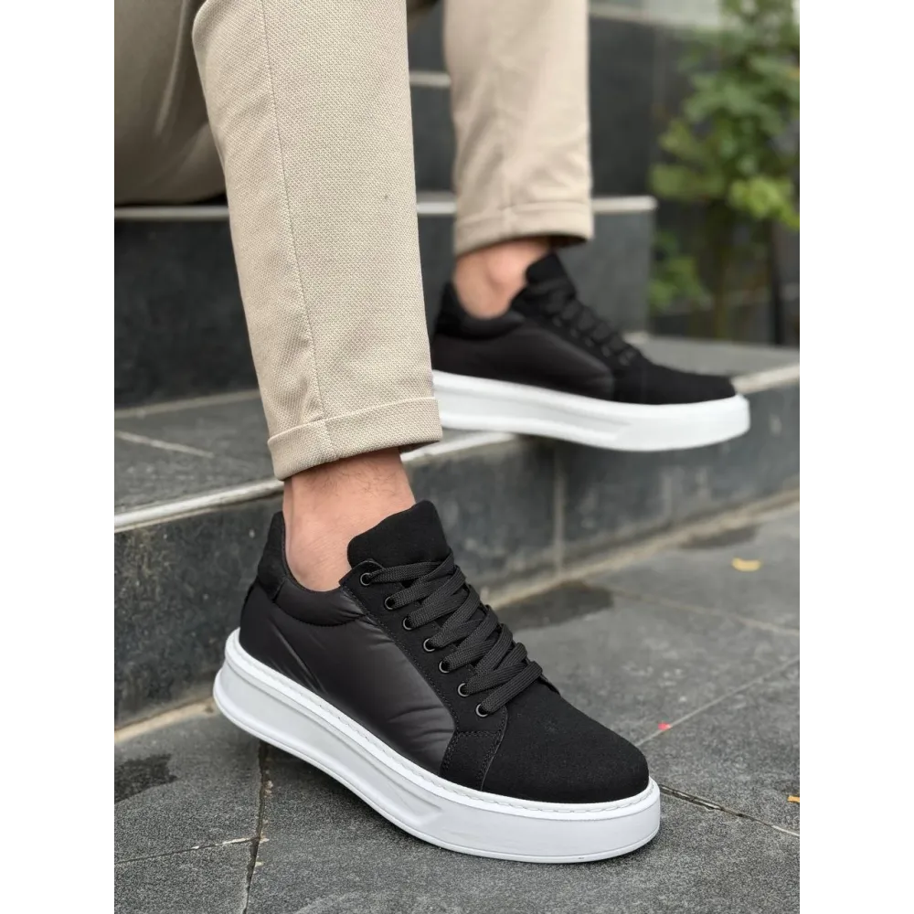 Kb-046 Kuback Siyah Paraşüt Beyaz Yüksek Taban Günlük Spor Ayakkabı (Numara: 40)