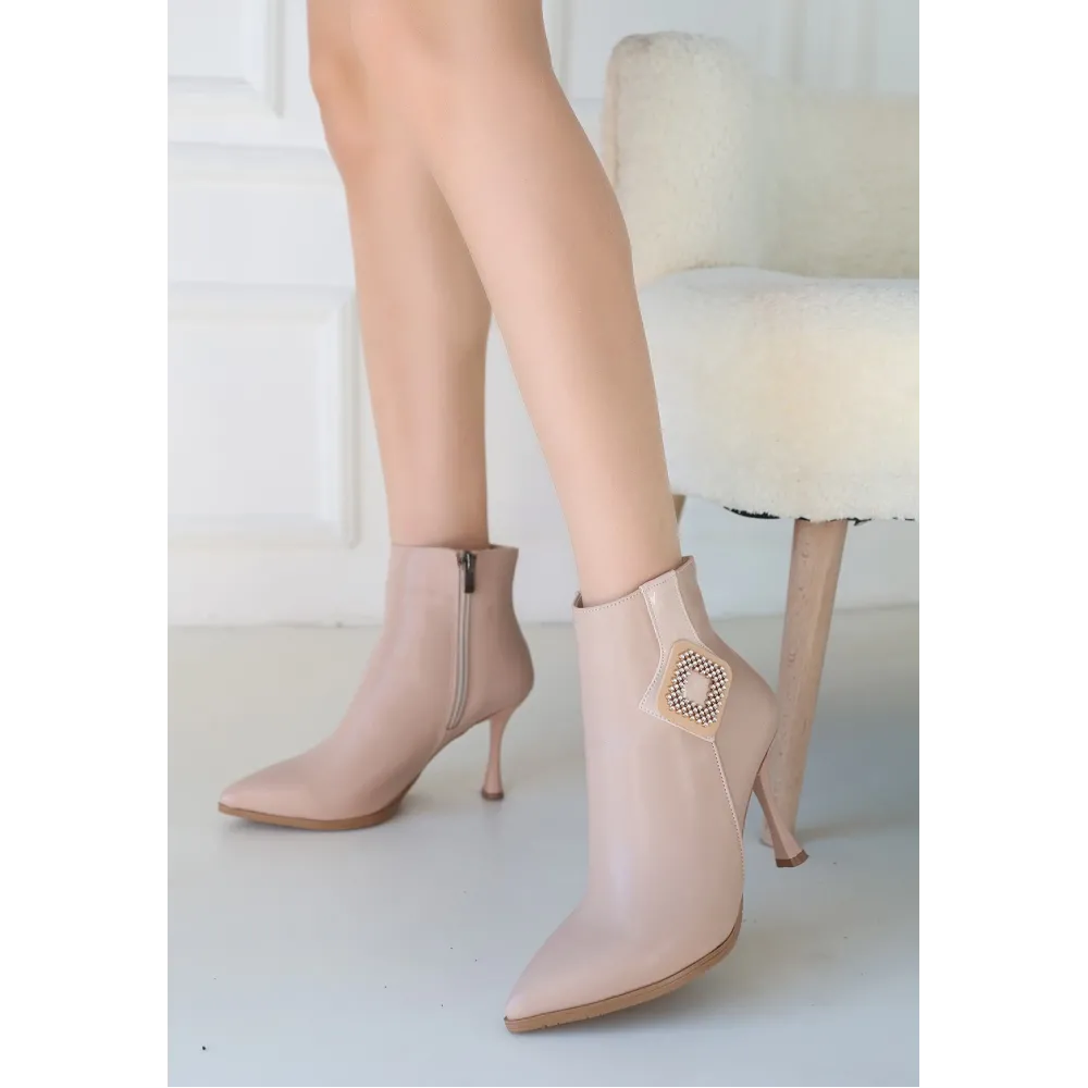 Moose Nude Cilt Topuklu Bot (Numara: 37)