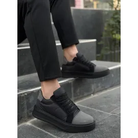 Kb-X46 Kuback Siyah Gri Yüksek Siyah Taban Günlük Spor Ayakkabı (Numara: 43)