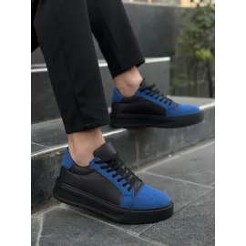 Kb-X46 Kuback Siyah Sax Mavi Yüksek Siyah Taban Günlük Spor Ayakkabı (Numara: 44)