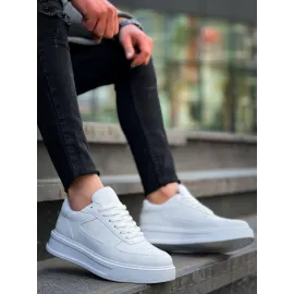 Kb-X8 Kuback Beyaz Cilt Beyaz Yüksek Taban Günlük Spor Ayakkabı (Numara: 40)