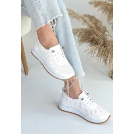 Tone Beyaz Cilt Bağcıklı Spor Ayakkabı (Numara: 38)