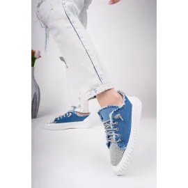 Enber Mavi Kot Bağcıklı Spor Ayakkabı (Numara: 38)