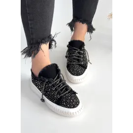 Guji Siyah Kot Bağcıklı Spor Ayakkabı (Numara: 36)