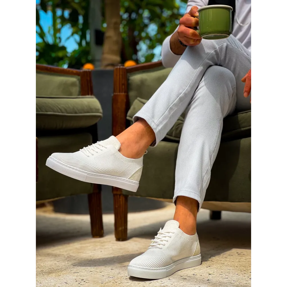 Kb-101 Kuback Beyaz Triko Bağcıklı Günlük Erkek Ayakkabı (Numara: 40)