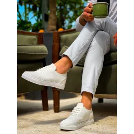 Kb-101 Kuback Beyaz Triko Bağcıklı Günlük Erkek Ayakkabı (Numara: 40)