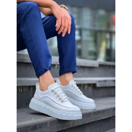 Kb-X10 Kuback Beyaz Cilt  Beyaz Yüksek Taban Günlük Spor Ayakkabı (Numara: 40)