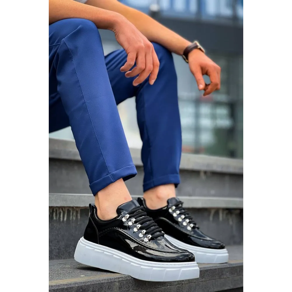 Kb-X10 Kuback Siyah Rugan Beyaz Yüksek Taban Günlük Spor Ayakkabı (Numara: 40)