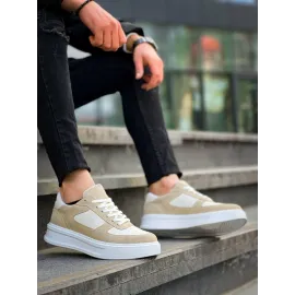 Kb-X8 Kuback Bej Keten Süet Yüksek Taban Günlük Spor Ayakkabı (Numara: 42)