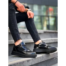 Kb-X8 Kuback Siyah Rugan Yüksek Siyah Taban Günlük Spor Ayakkabı (Numara: 42)