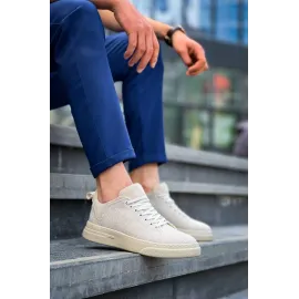 Kb-X204 Kuback Bej Keten Bej Yüksek Taban Günlük Erkek Spor Ayakkabı (Numara: 44)