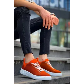 Kb-X204 Kuback Turuncu Keten Beyaz Yüksek Taban Günlük Erkek Spor Ayakkabı (Numara: 40)