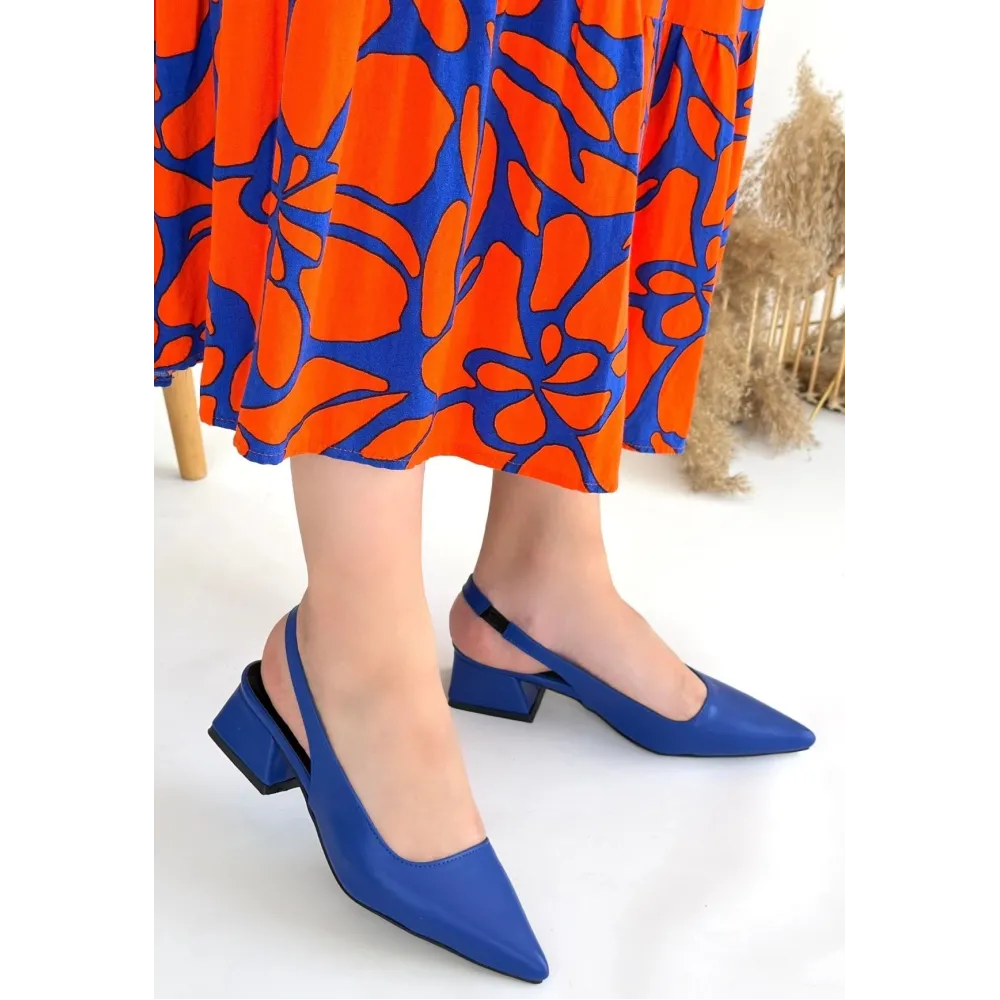 Morji Mavi Cilt Topuklu Ayakkabı (Numara: 37)