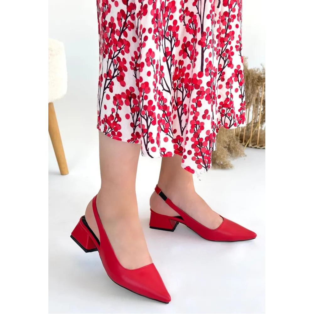 Morji Kırmızı Cilt Topuklu Ayakkabı (Numara: 40)
