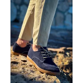 Kb-X5 Kuback Lacivert  Süet Bağcıklı  Günlük Erkek Ayakkabı (Numara: 40)