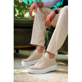 Kb-116 Kuback Bej Bağcıklı Triko Günlük Erkek Ayakkabı (Numara: 41)