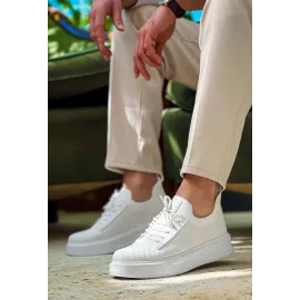 Kb-116 Kuback Beyaz Bağcıklı Triko Günlük Erkek Ayakkabı (Numara: 40)