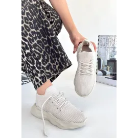 Henta Bej Triko Bağcıklı Spor Ayakkabı (Numara: 36)