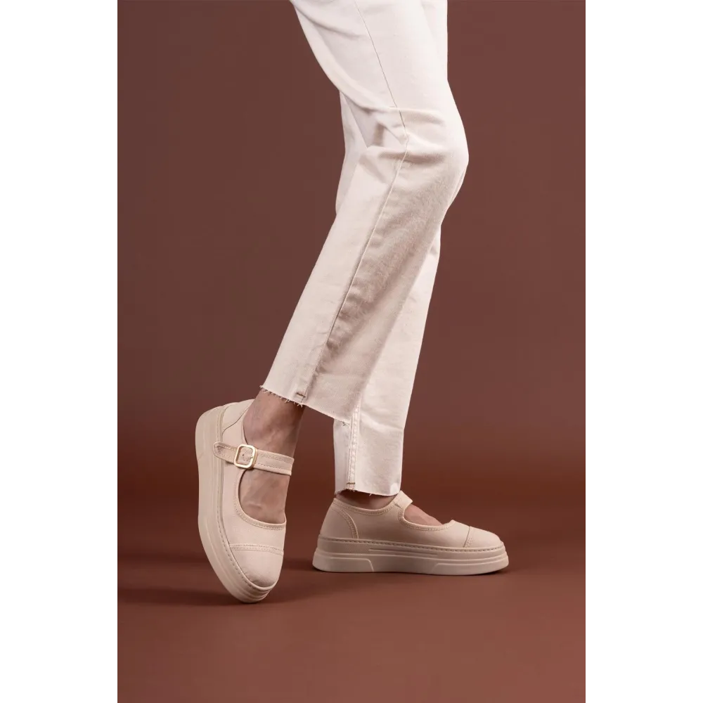 Lunni Bej Keten Spor Ayakkabı (Numara: 36)