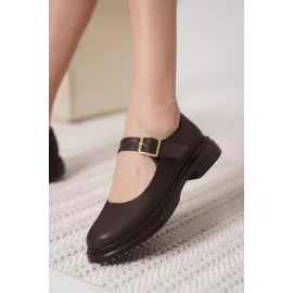 Yokox Kahverengi Cilt Oxford Ayakkabı (Numara: 39)