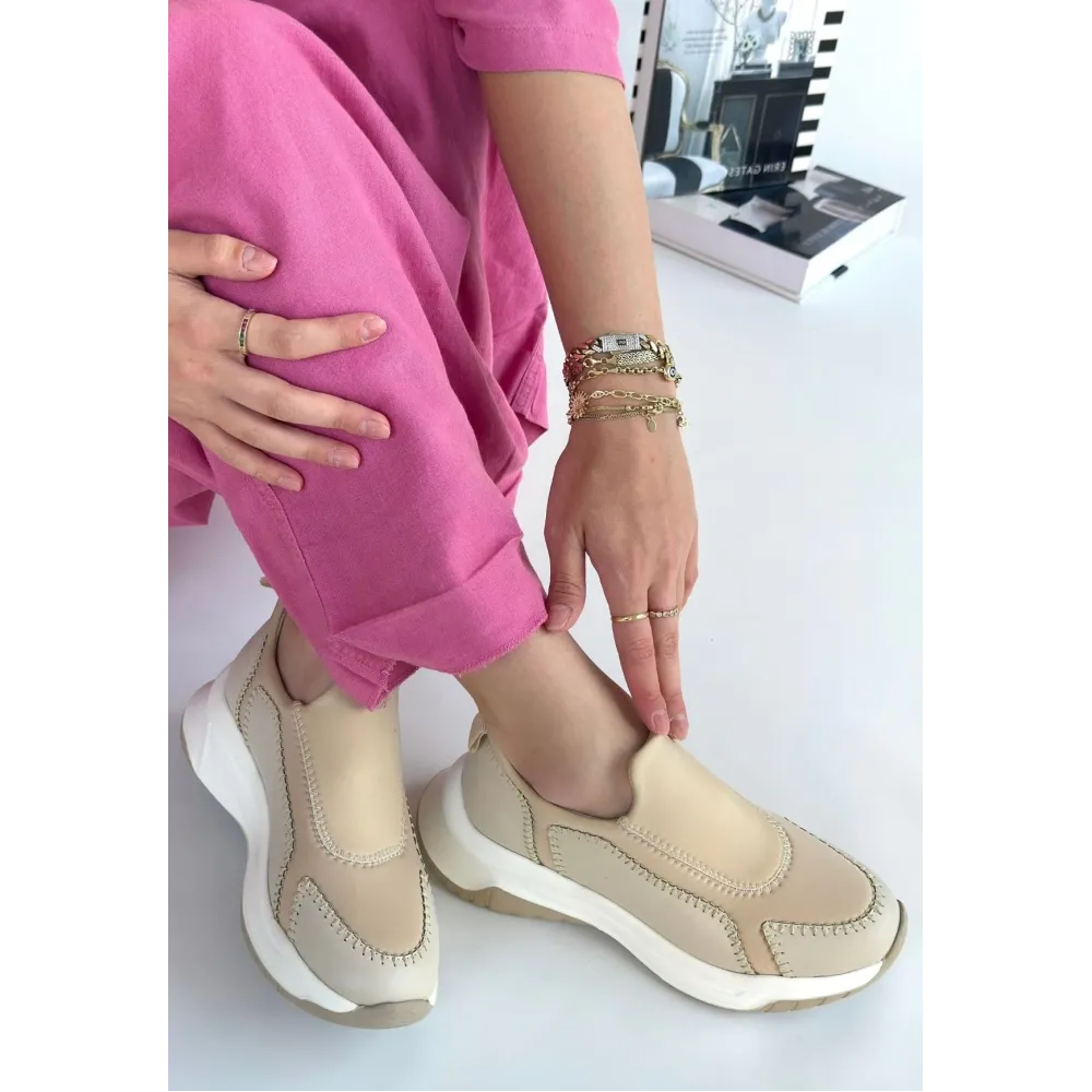 Kendy Bej Cilt Spor Ayakkabı (Numara: 39)