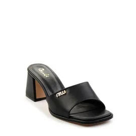 Miyon Siyah Cilt Topuklu Terlik (Numara: 37)