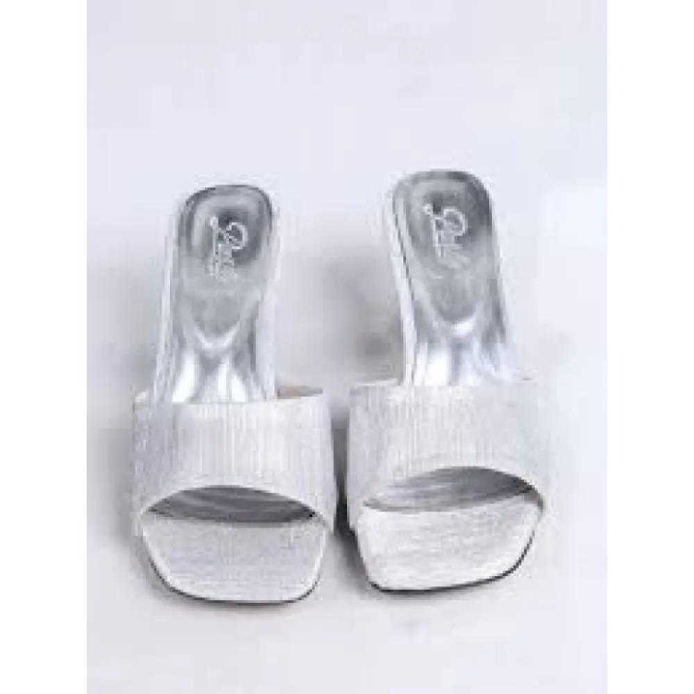 Luart Gümüş Simli Topuklu Terlik (Numara: 37)