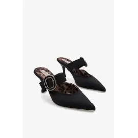 Yote Siyah Saten Topuklu Terlik (Numara: 39)