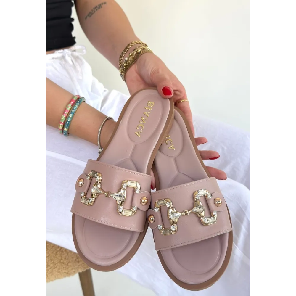 Toha Pudra Cilt Tokalı Terlik (Numara: 39)